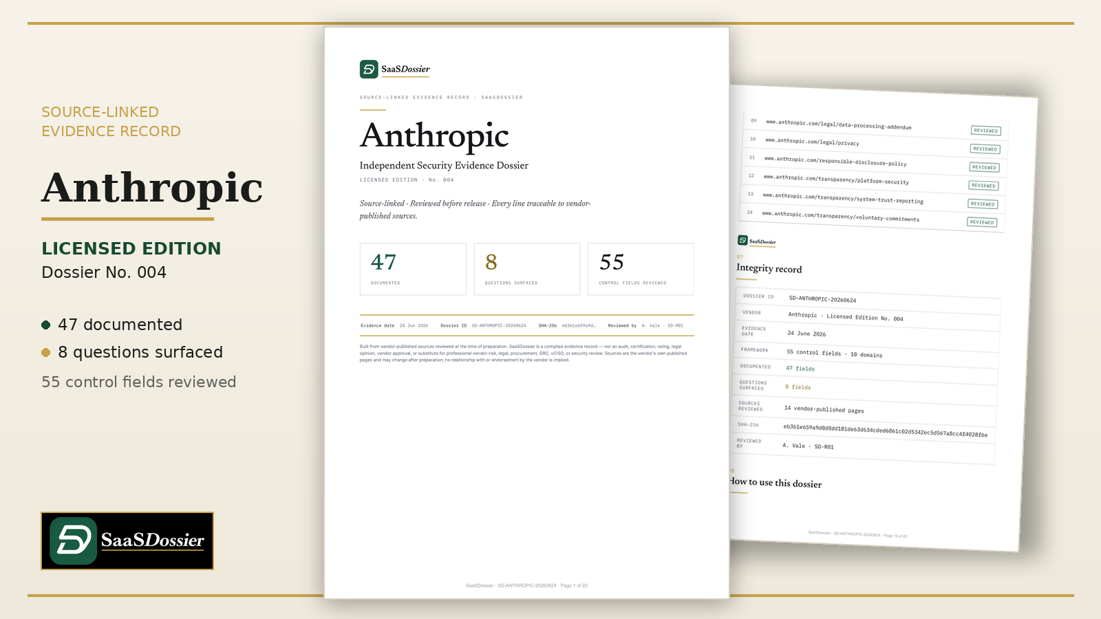 Cover of the Anthropic Security Evidence Dossier