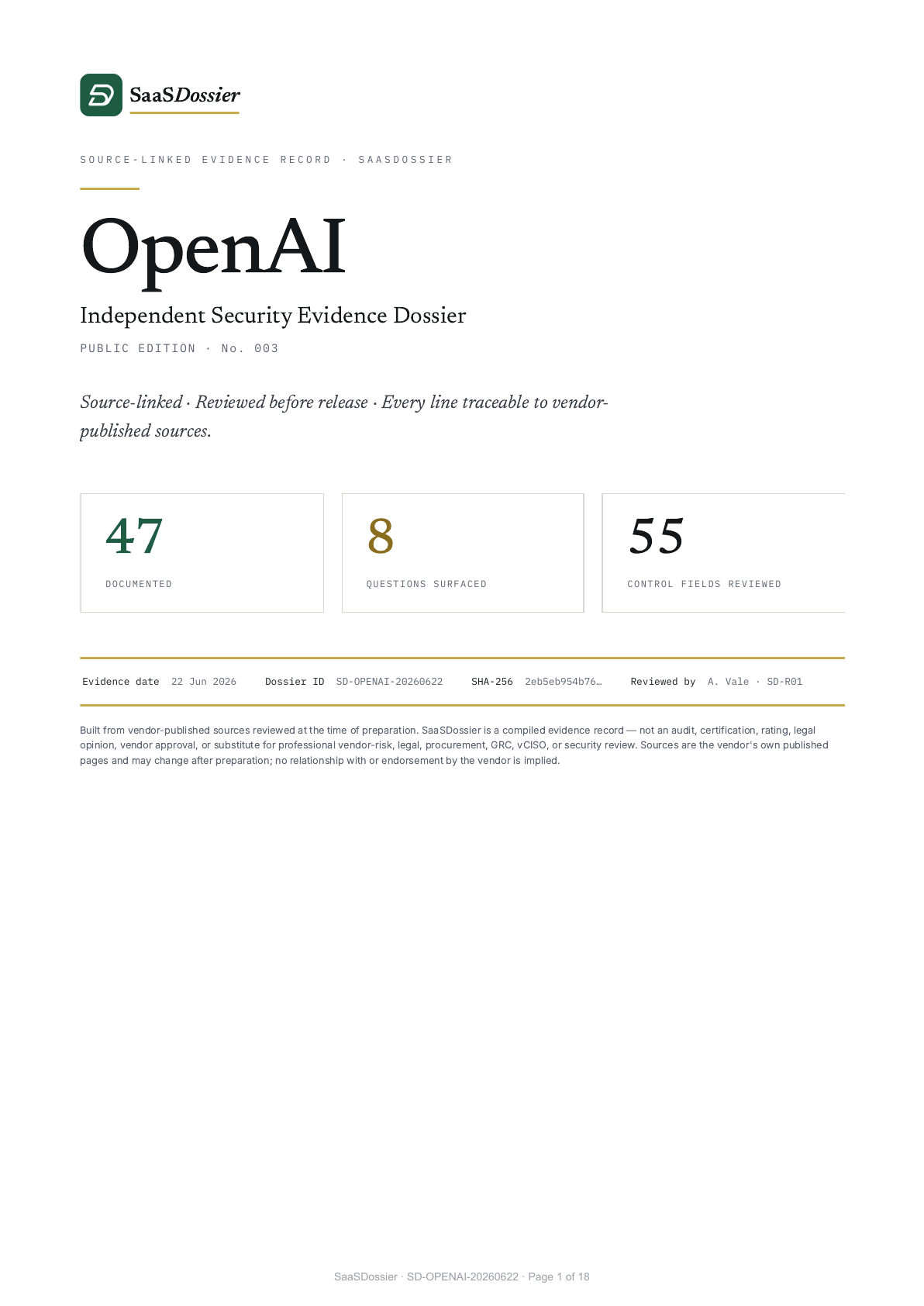 Cover page of the released OpenAI Public Edition dossier